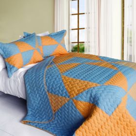 [Beautiful Faith] 3PC Vermicelli-Quilted Patchwork Quilt Set (Full/Queen Size)