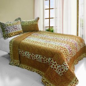 [Golden Time] Cotton 3PC Vermicelli-Quilted Printed Quilt Set (Full/Queen Size)