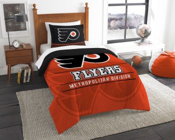 Flyers OFFICIAL National Hockey League; Bedding; "Draft" Twin Printed Comforter (64"x 86") & 1 Sham (24"x 30") Set by The Northwest Company