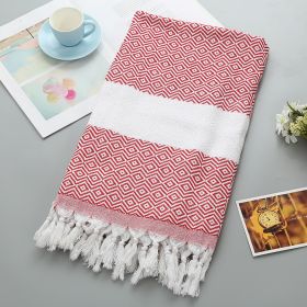 Handmade Tassel Blanket Turkish Beach Towel (Option: 5 7 Red-90x180)